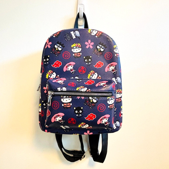 Hello Kitty Naruto Shippuden Backpack Chococat Black Purple Bag Sanrio Friends - Picture 1 of 13